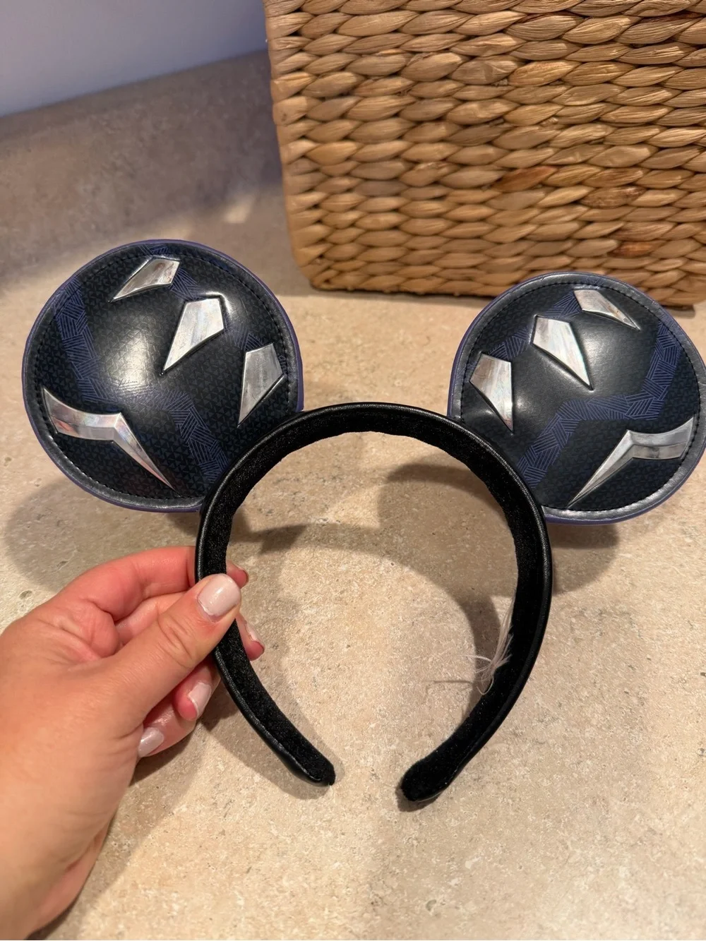 Disney Black Panther Black and Silver Superhero Mouse Ear Headband